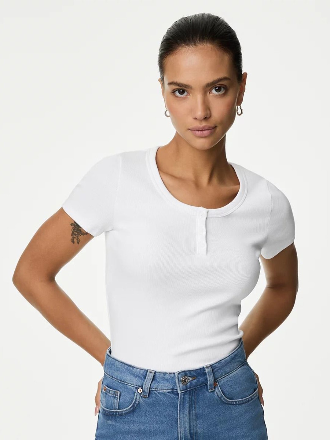 

Marks & Spencer Cotton Styled Back Top, White