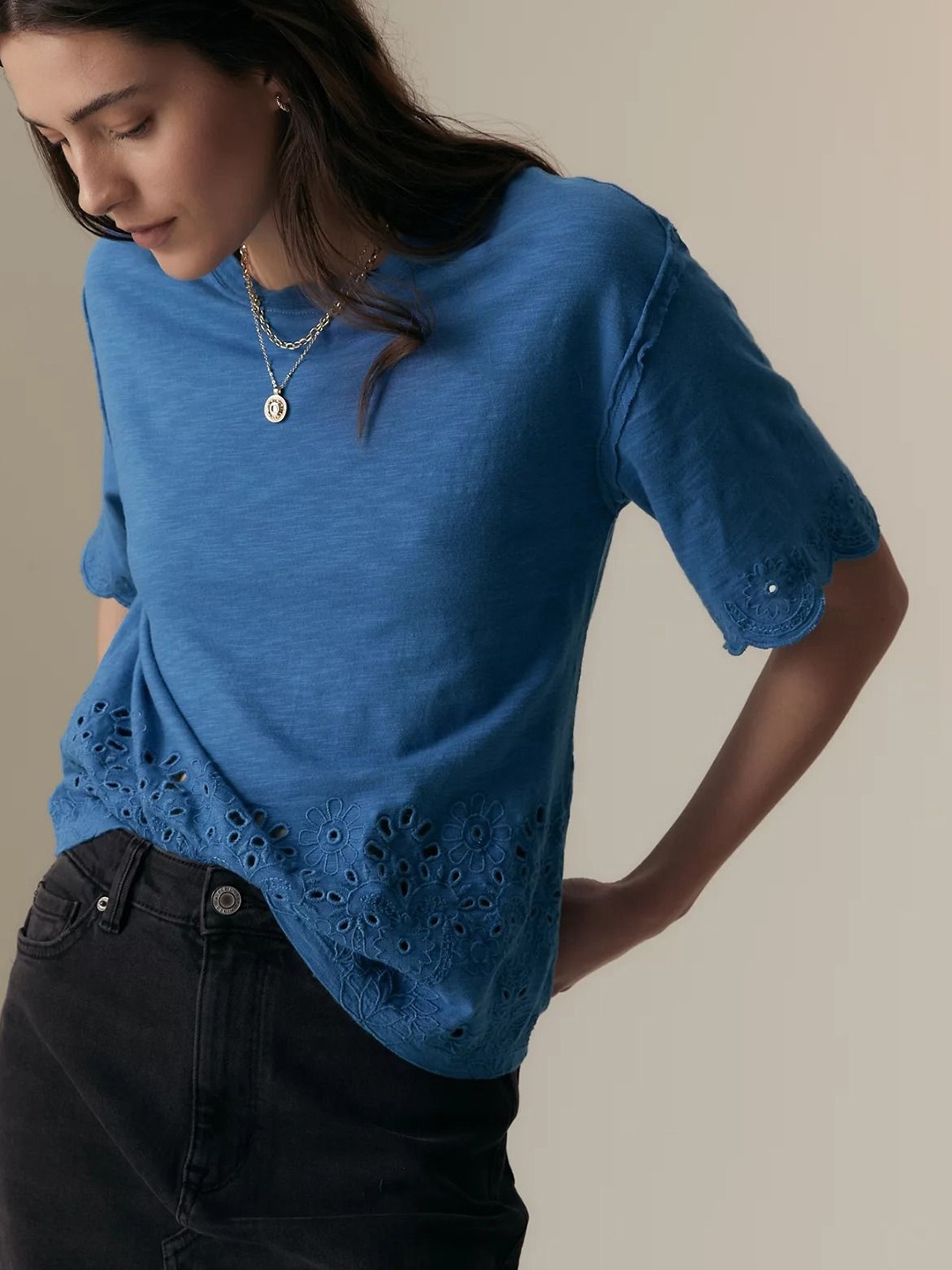 

Marks & Spencer Cotton Top, Turquoise blue