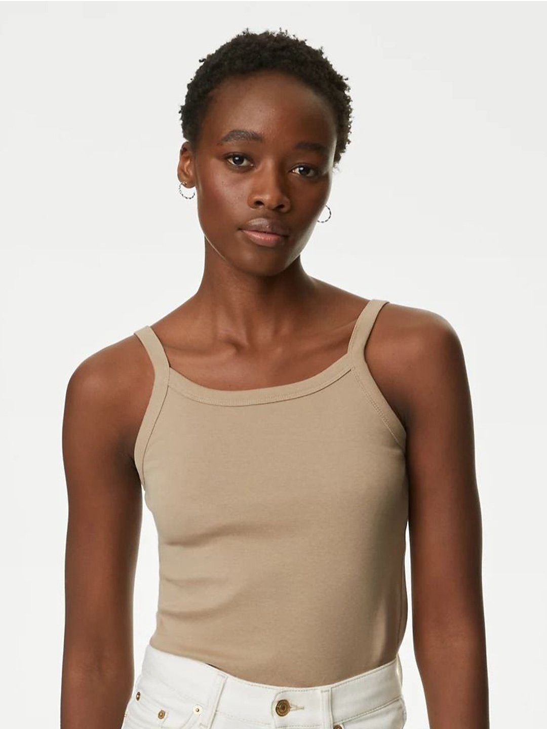 

Marks & Spencer Cotton Styled Back Top, Beige