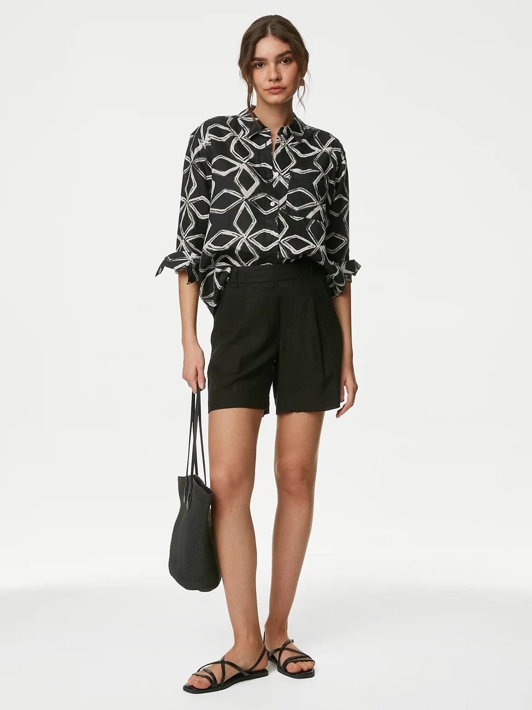 

Marks & Spencer Women Opaque Printed Casual Shirt, Black