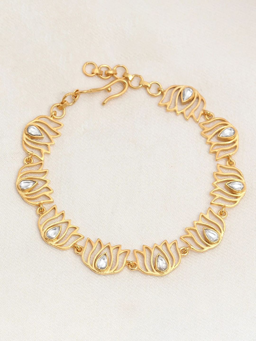

Unniyarcha Women Silver Gold-Plated Wraparound Bracelet