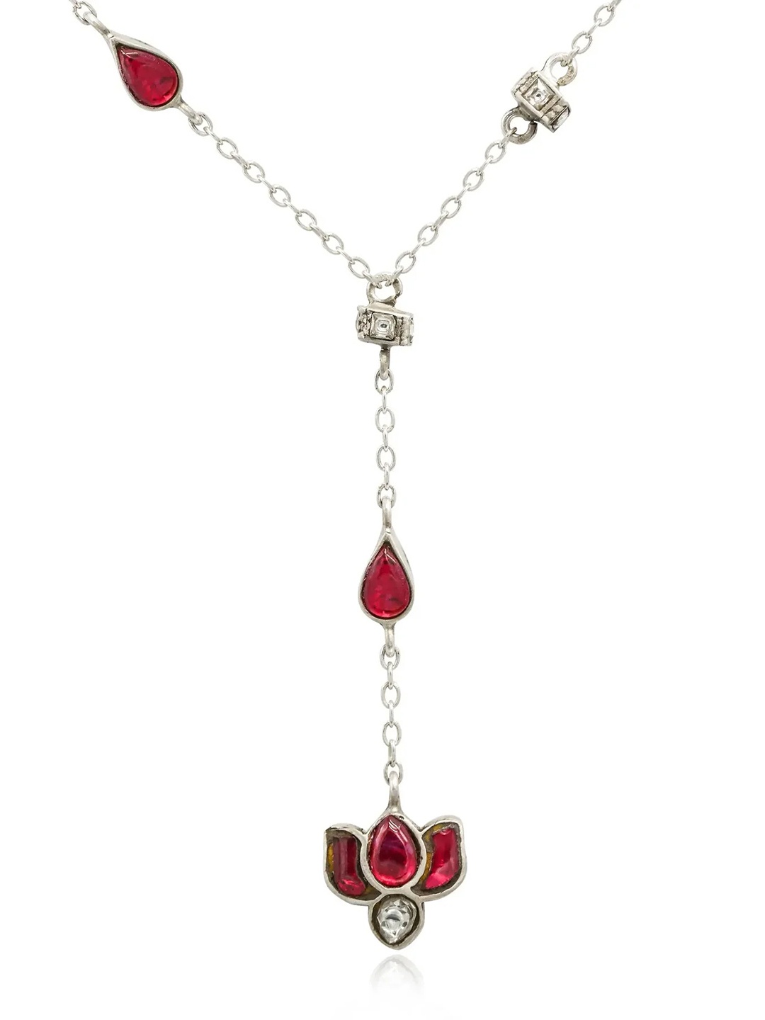 

Unniyarcha 92.5 Silver Silver-Plated Lotus Drop Necklace