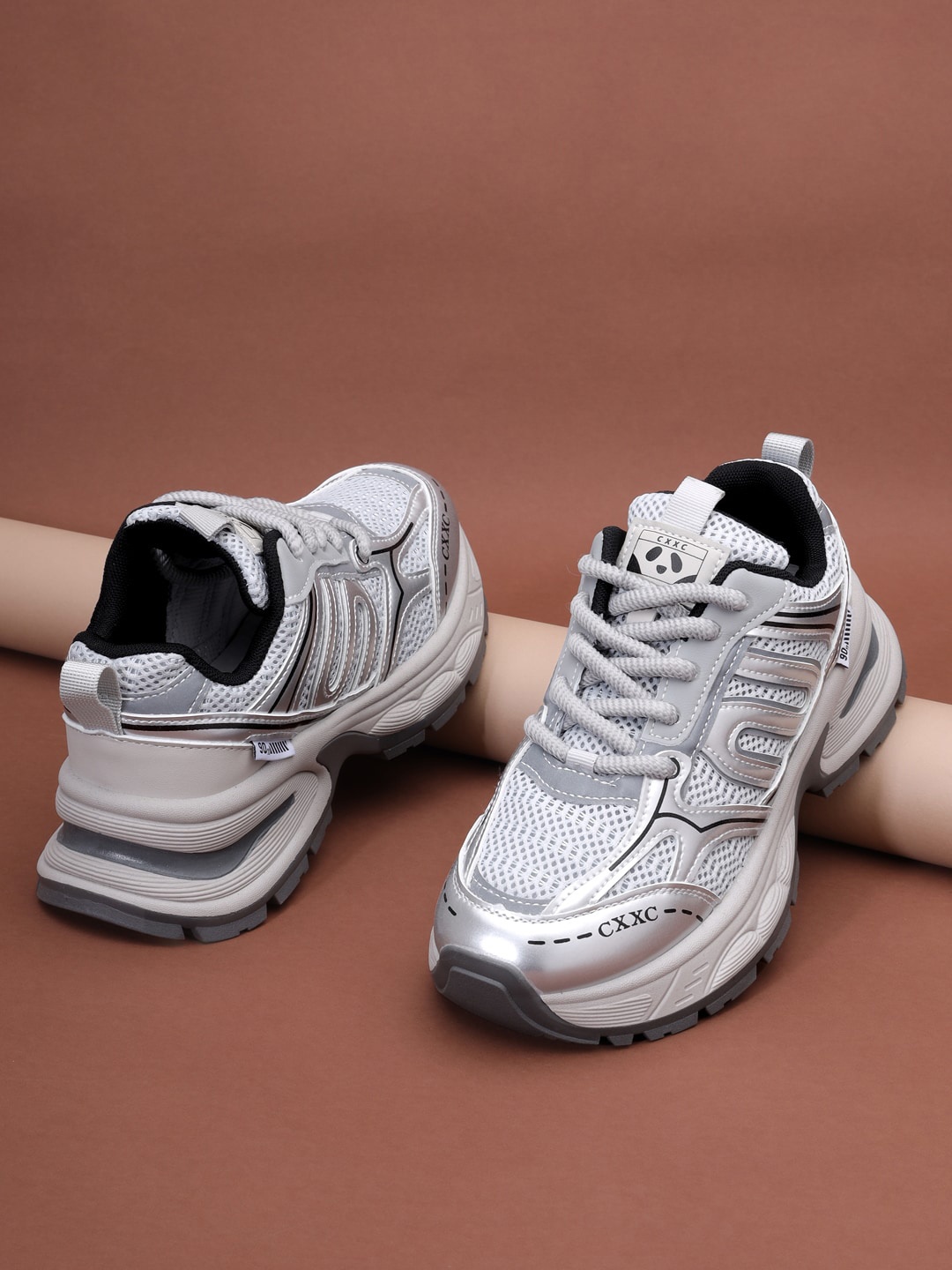 Truffle Collection Women Woven Design Sneakers, Grey
