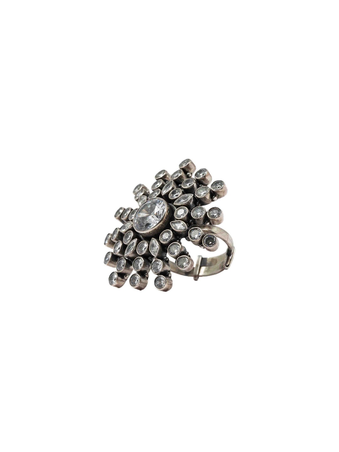 

Unniyarcha Silver-Plated Stone-Studded Adjustable Finger Ring
