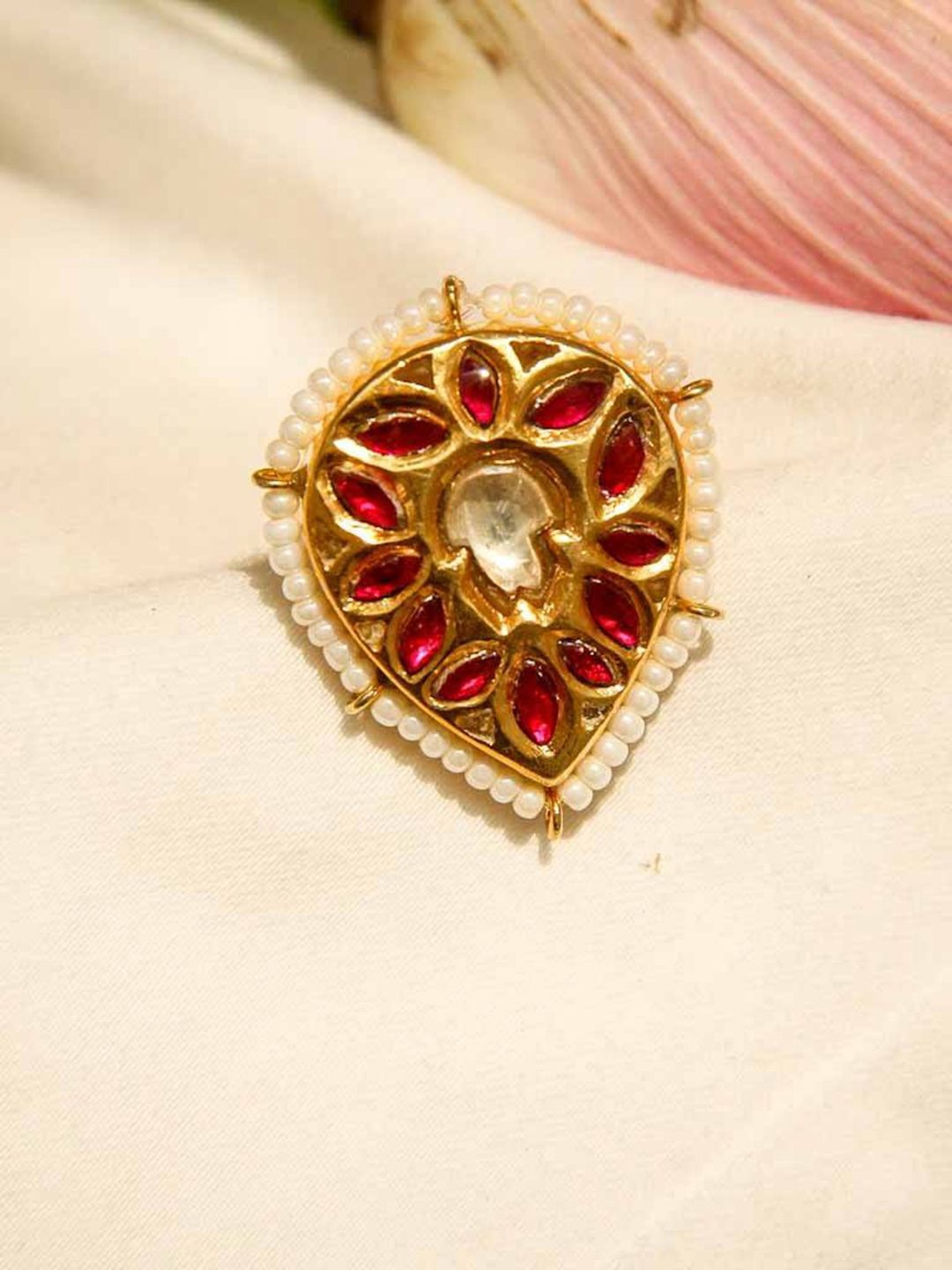 

Unniyarcha Gold-Plated Stone-Studded Adjustable Finger Ring