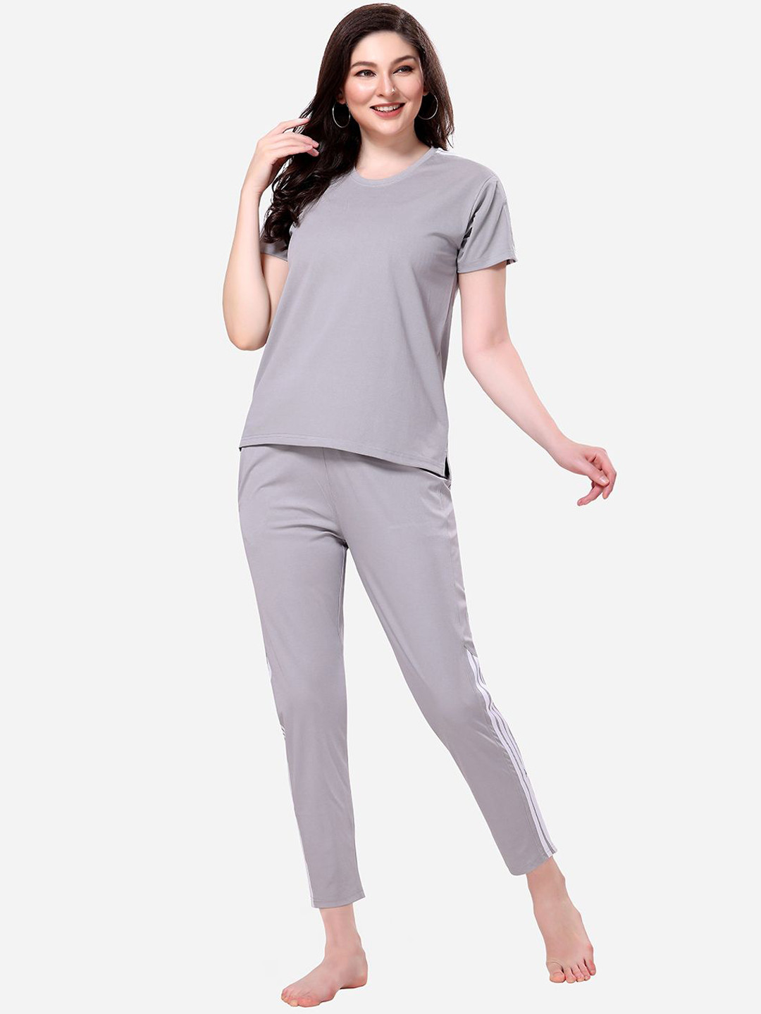 

Lenissa Women Solid Night suit, Grey