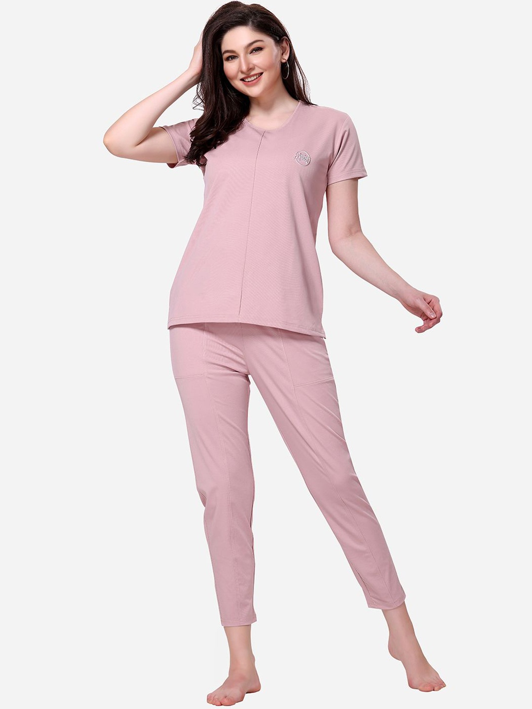 

Lenissa Women Solid Night suit, Pink