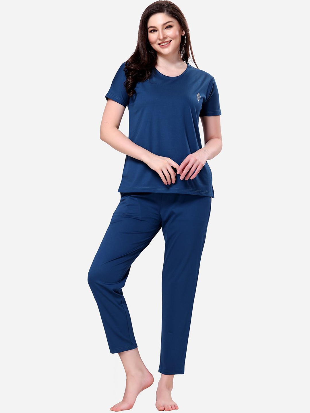 

Lenissa Women Solid Night suit, Blue