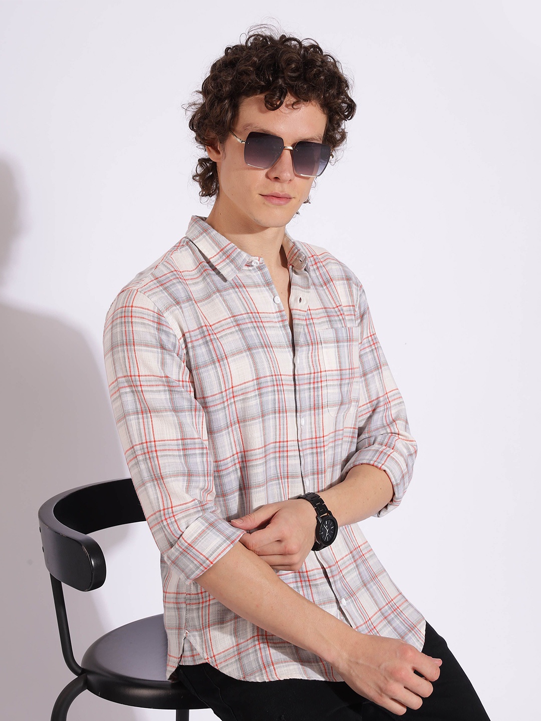 

HERE&NOW Men Slim Fit Opaque Checked Casual Shirt, Multi
