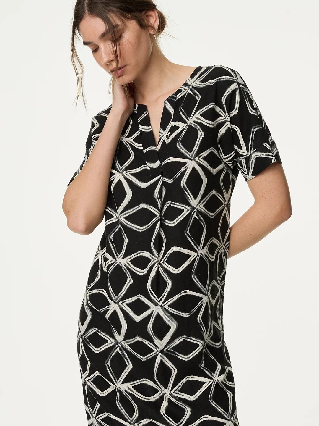 

Marks & Spencer Print A-Line Midi Dress, Black