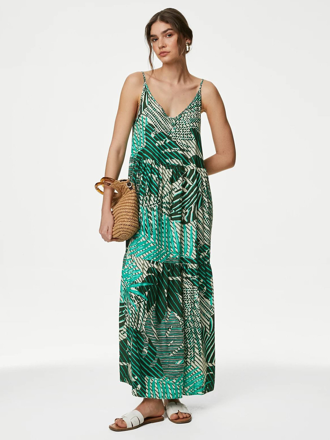 

Marks & Spencer Tropical Print Maxi Dress, Green