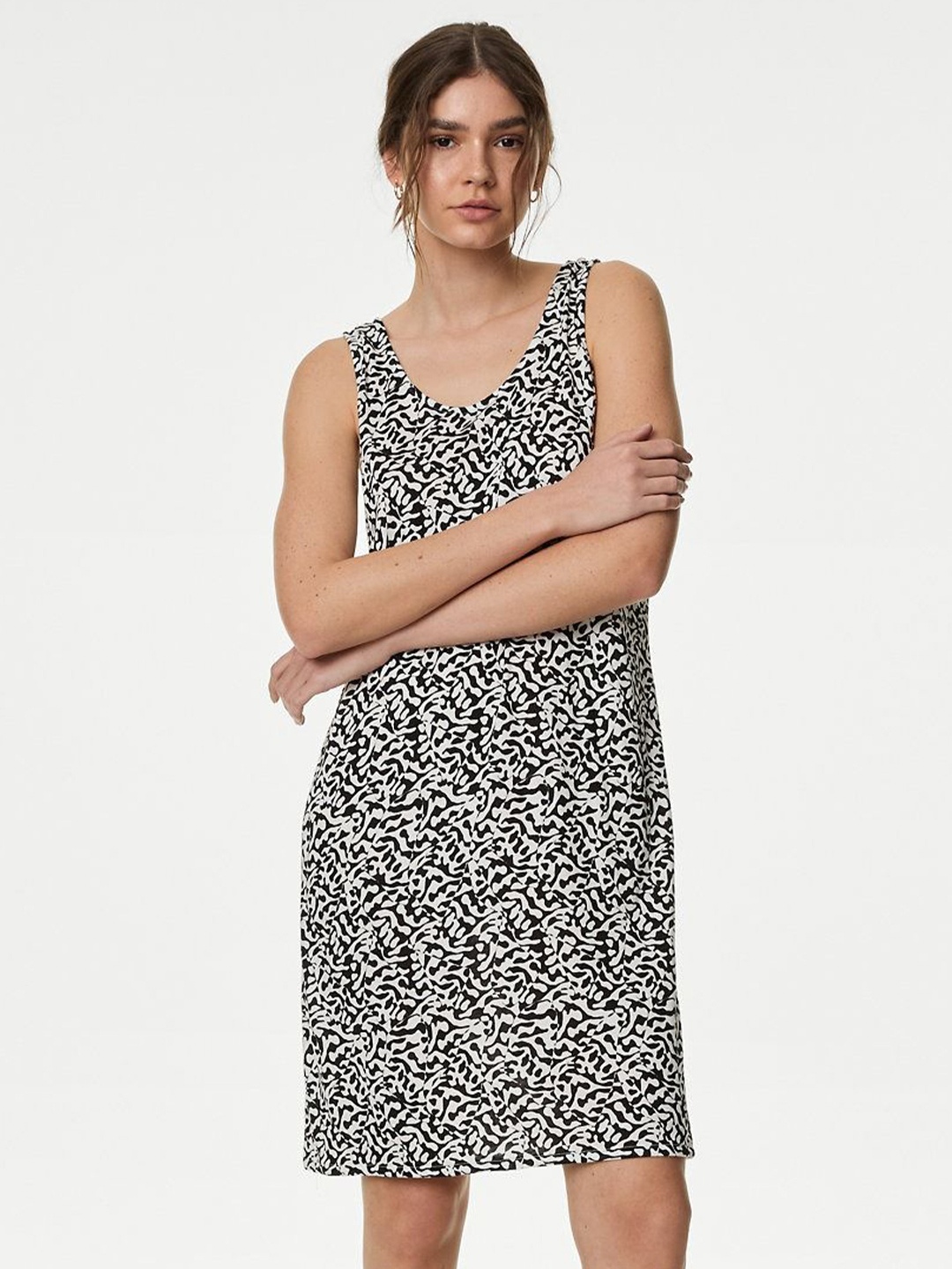 

Marks & Spencer Print A-Line Dress, Black