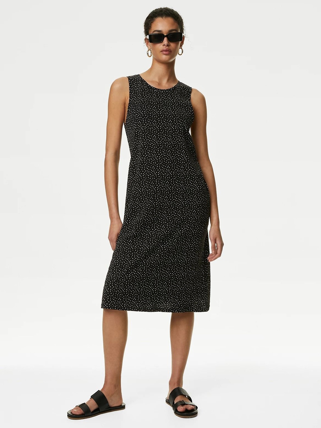 

Marks & Spencer Polka Dot Sheath Midi Dress, Black