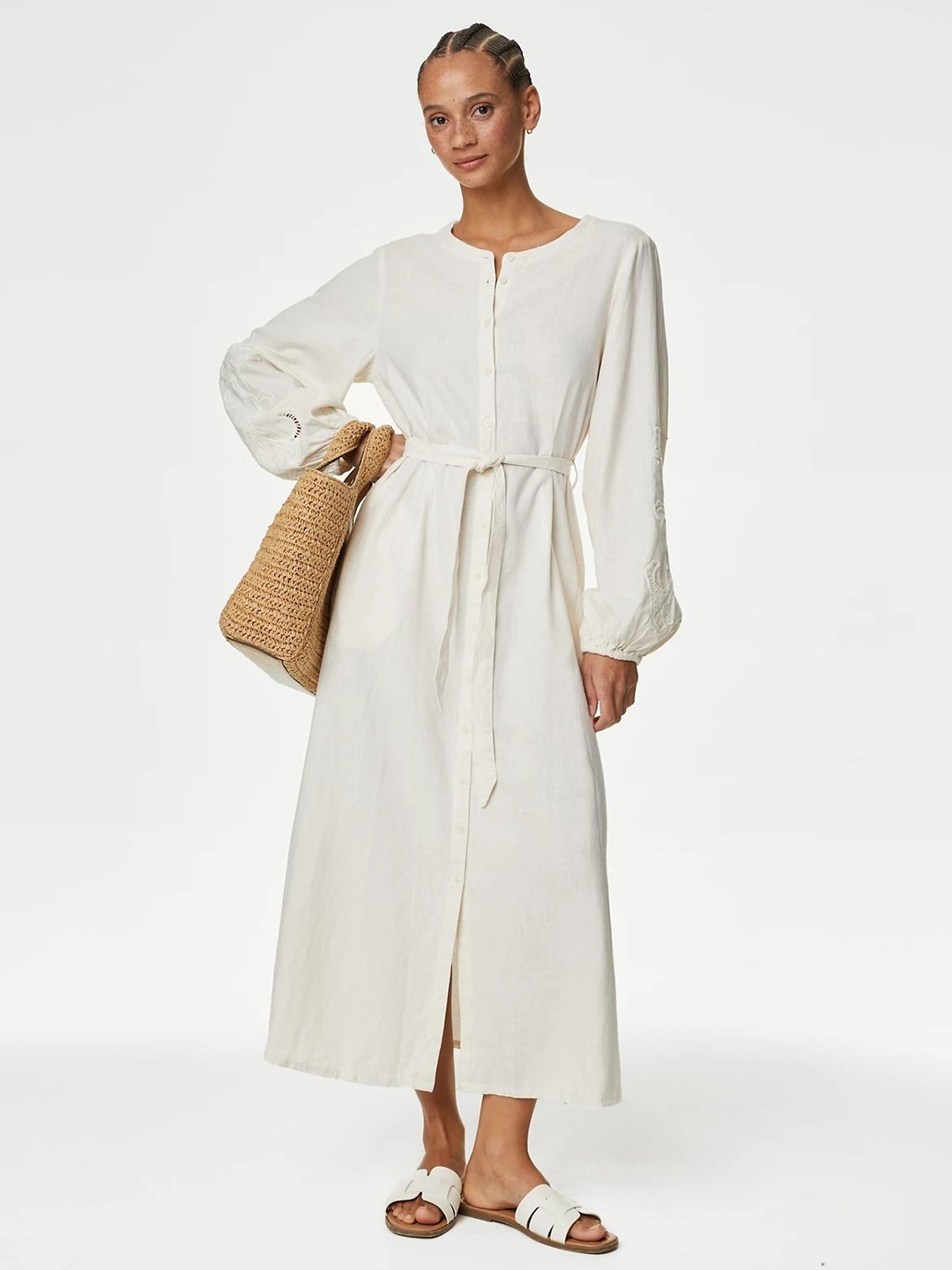 

Marks & Spencer Shirt Midi Dress, White