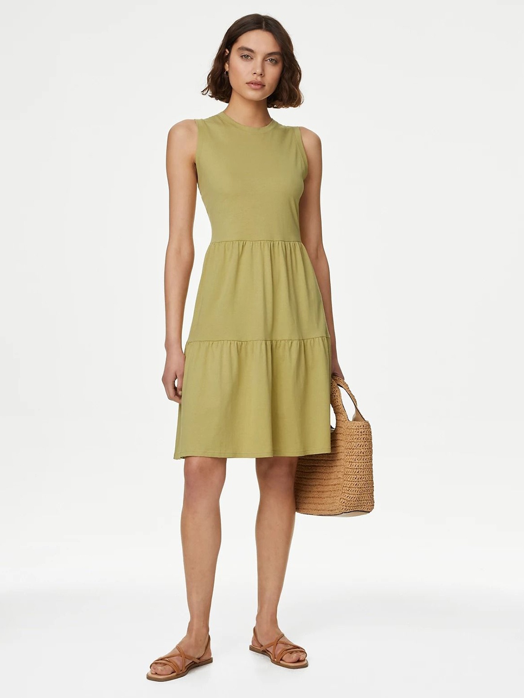 Marks & Spencer Fit & Flare Dress, Khaki