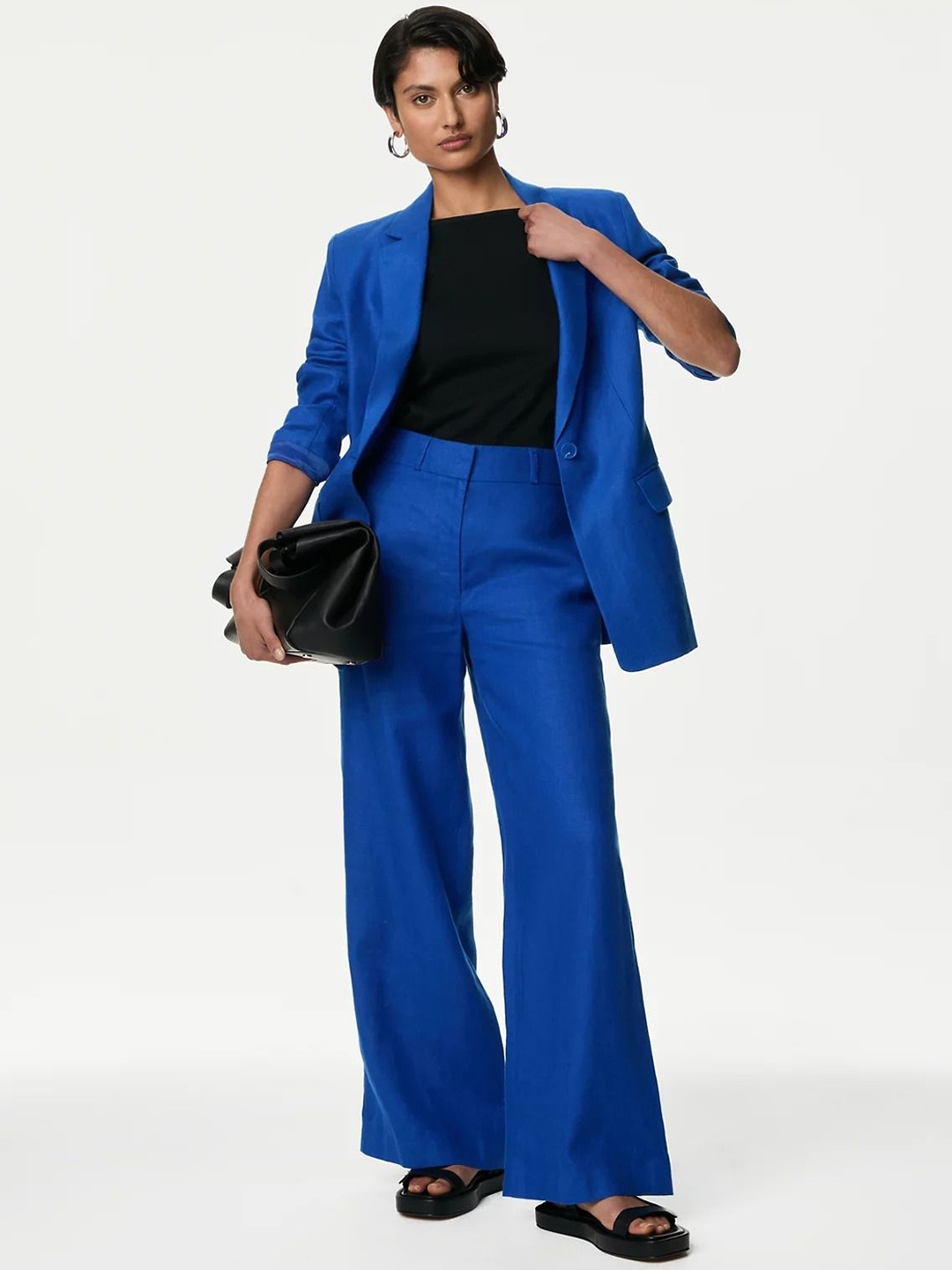 

Marks & Spencer Notched Lapel Single-Breasted Blazer, Blue