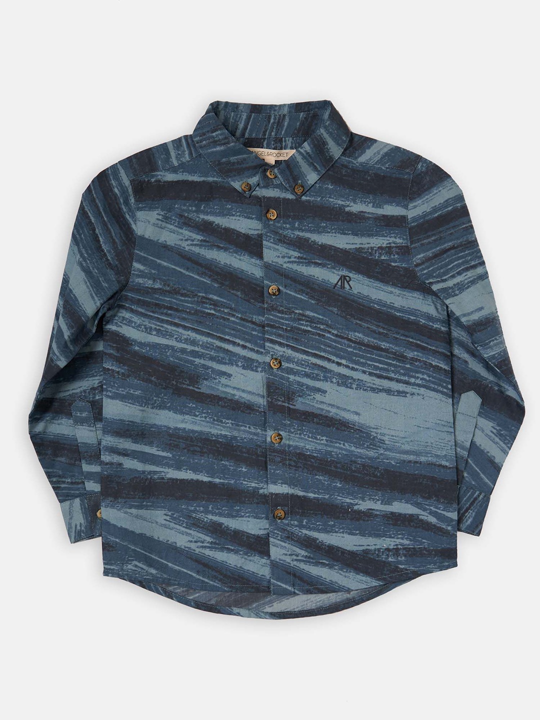 

Angel & Rocket Boys Slim Fit Horizontal Stripes Opaque Striped Casual Shirt, Blue