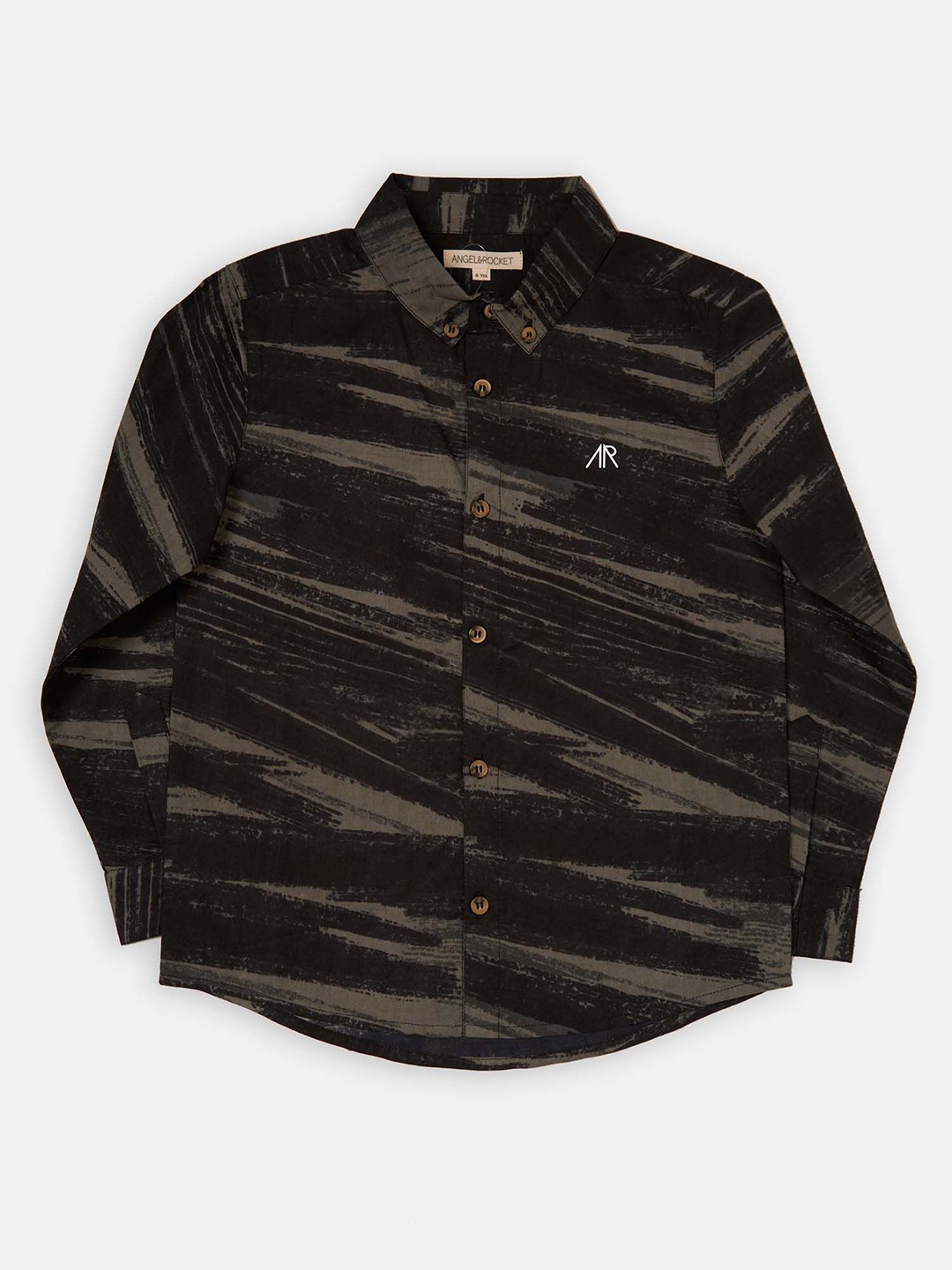 

Angel & Rocket Boys Slim Fit Horizontal Stripes Opaque Striped Casual Shirt, Black