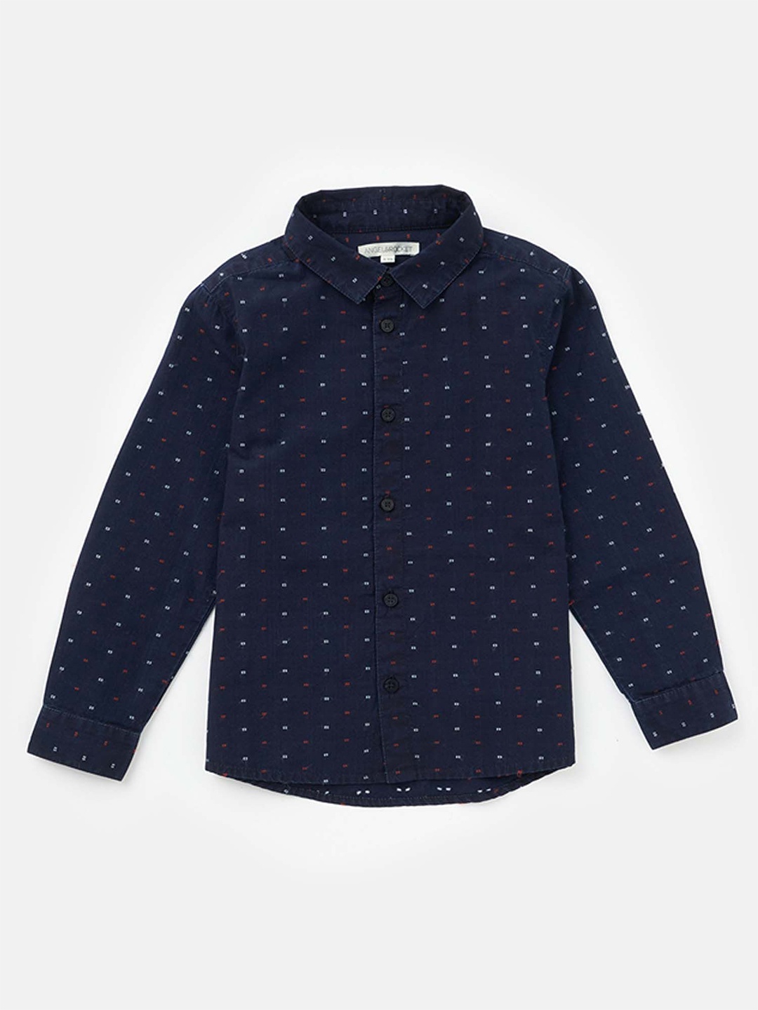 

Angel & Rocket Boys Slim Fit Opaque Printed Casual Shirt, Navy blue