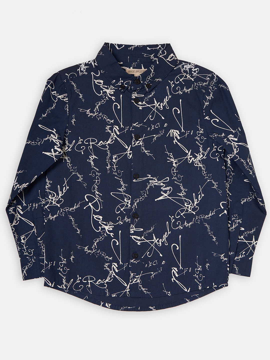 

Angel & Rocket Boys Slim Fit Opaque Printed Casual Shirt, Navy blue