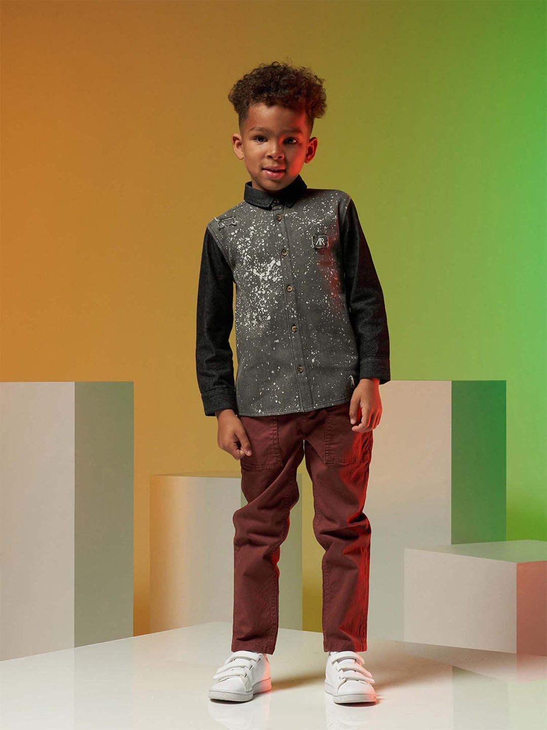 

Angel & Rocket Boys Slim Fit Opaque Printed Casual Shirt, Grey