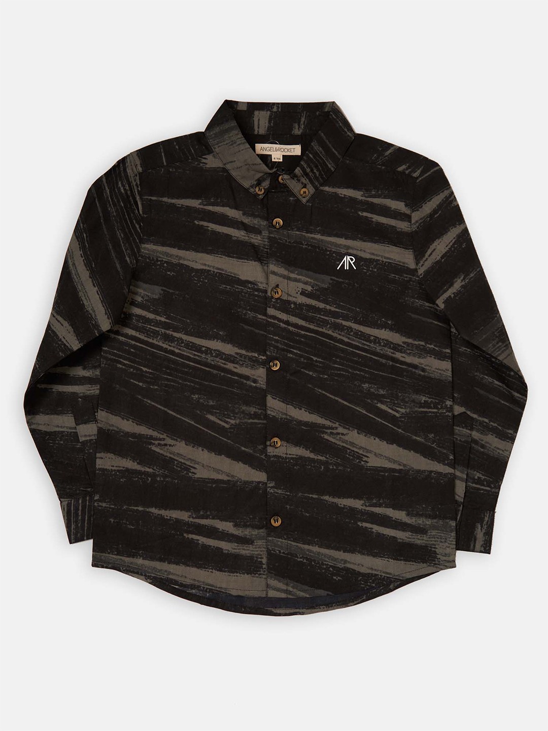 

Angel & Rocket Boys Slim Fit Horizontal Stripes Opaque Striped Casual Shirt, Black