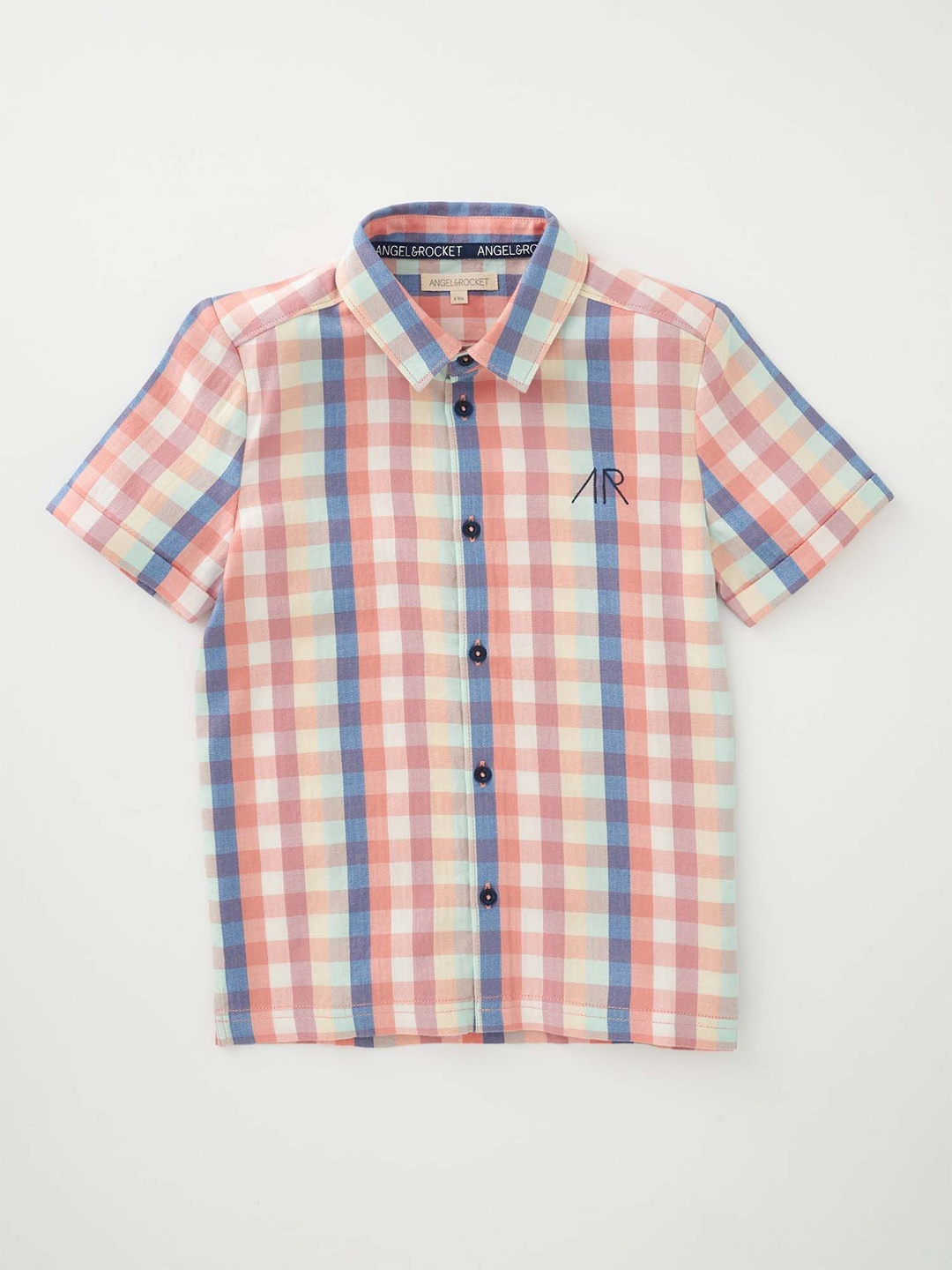

Angel & Rocket Boys Slim Fit Gingham Checks Opaque Checked Casual Shirt, Multi