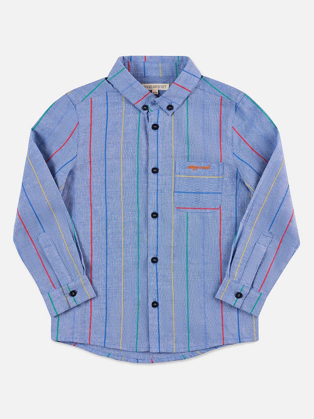 

Angel & Rocket Boys Slim Fit Opaque Striped Casual Shirt, Blue