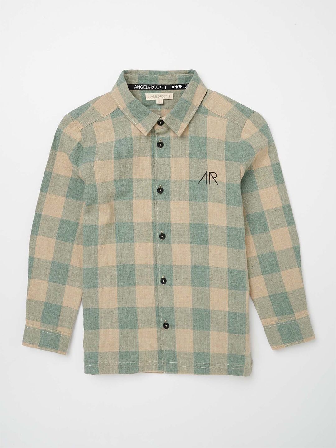

Angel & Rocket Boys Slim Fit Buffalo Checks Opaque Checked Casual Shirt, Green