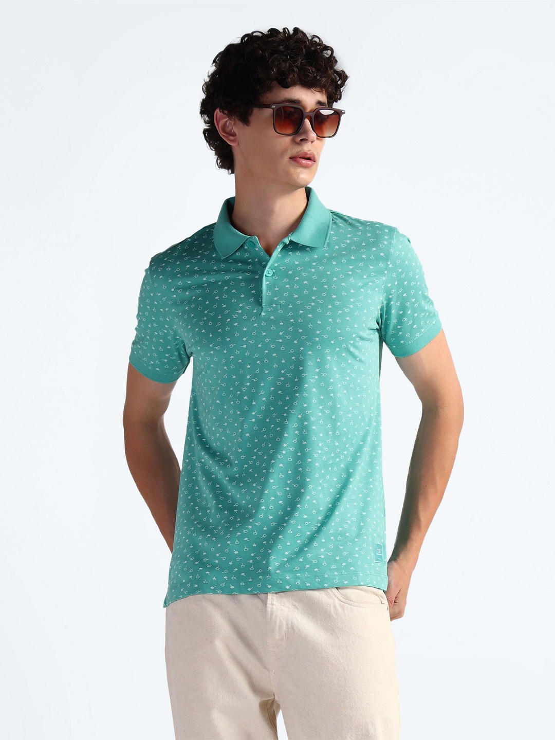 

Flying Machine Men Printed Polo Collar Pockets T-shirt, Blue