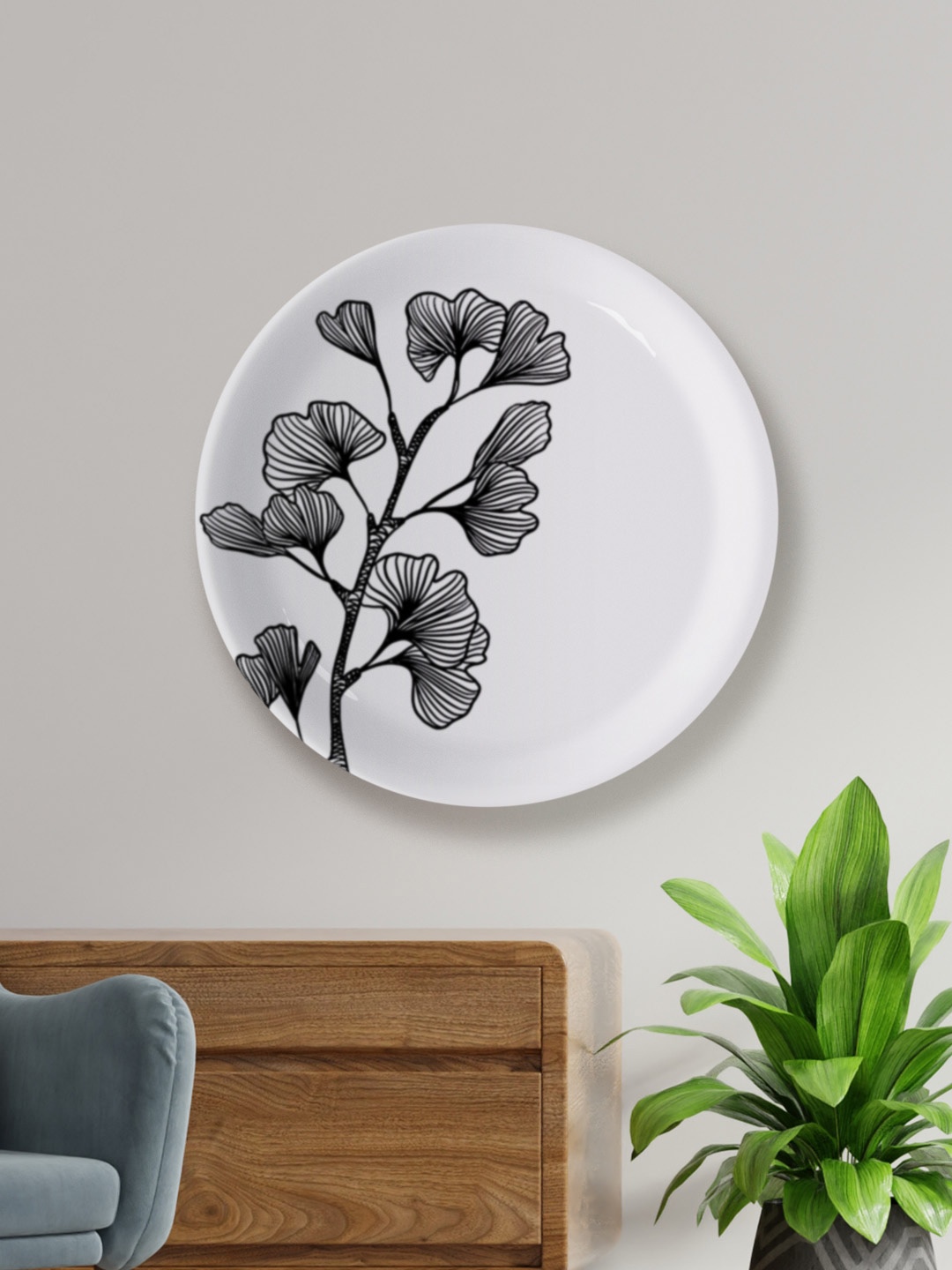 

nestroots White & Black Printed Ceramic Mandala Wall Plate