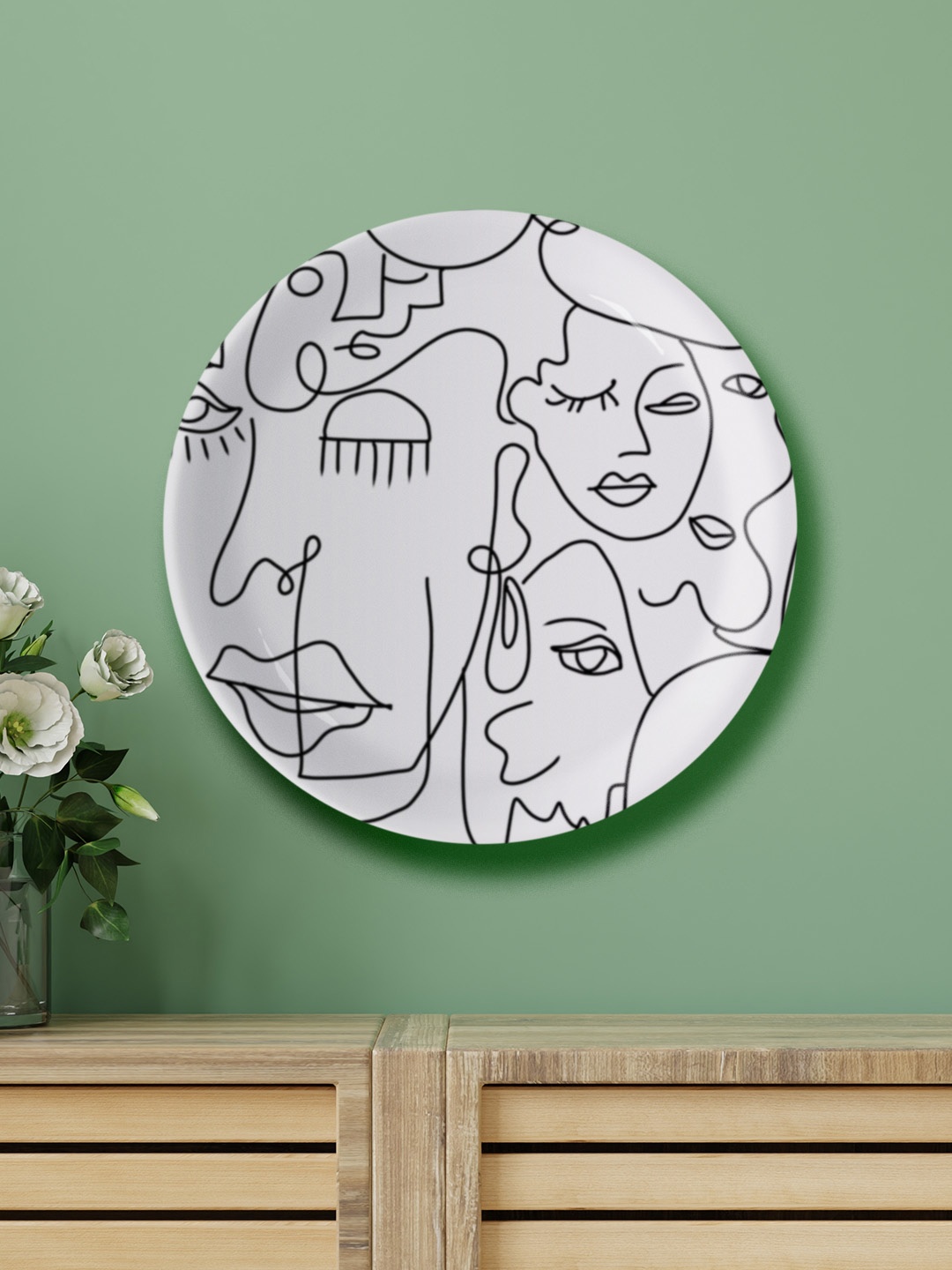 

nestroots Black & White Abstract Wall Decor Plate