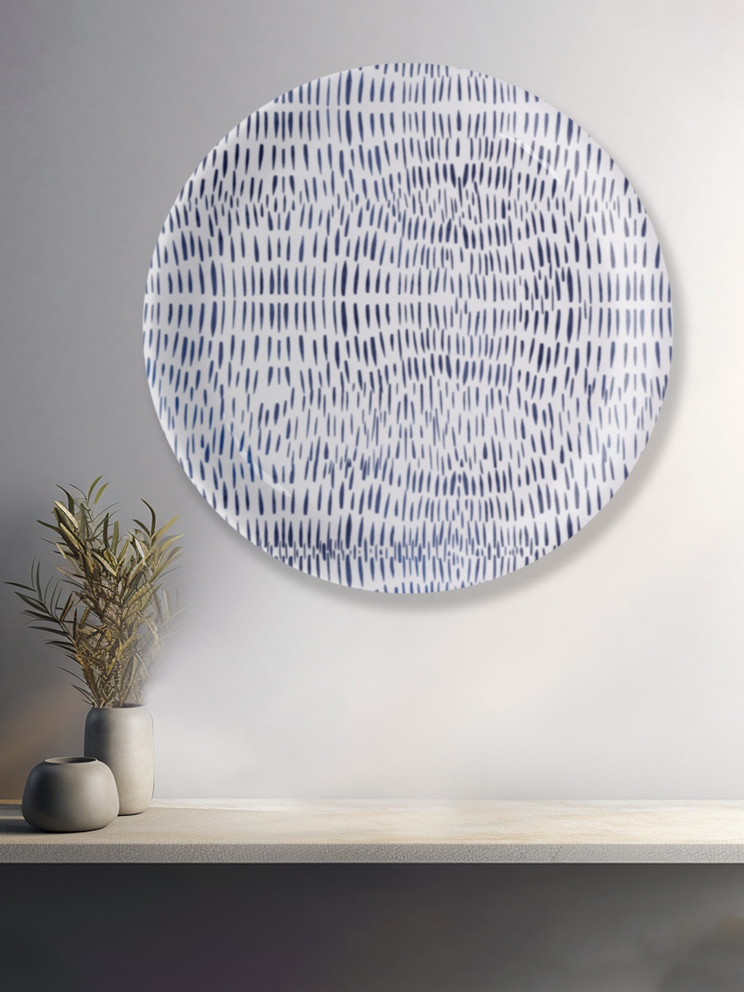 

nestroots Blue Printed Round Shaped Ceramic Wall Decor Plate