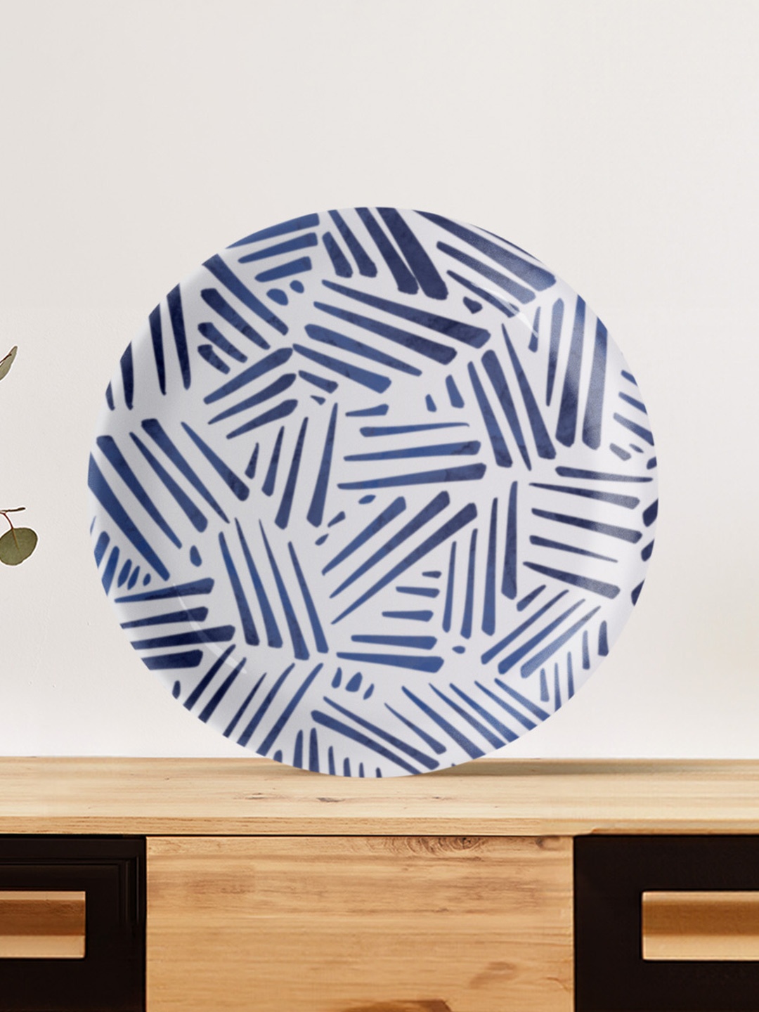 

nestroots White & Blue Printed Ceramic Wall Plate