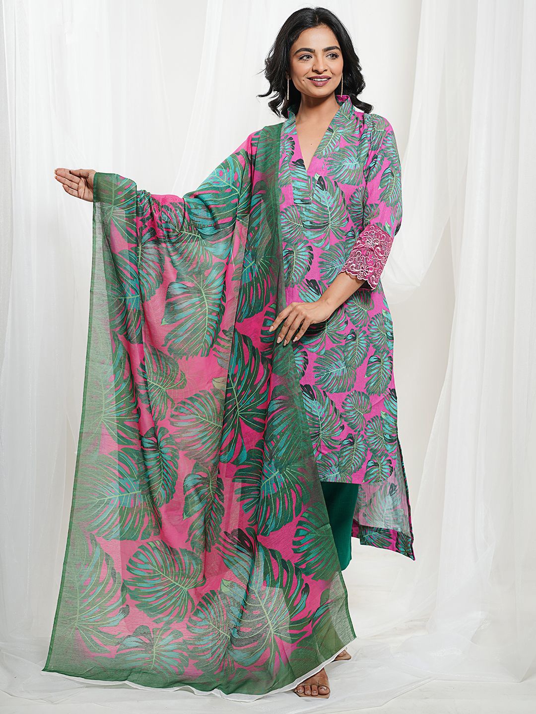 THE SAFFRON SAGA Floral Print Maxi Dress, Pink
