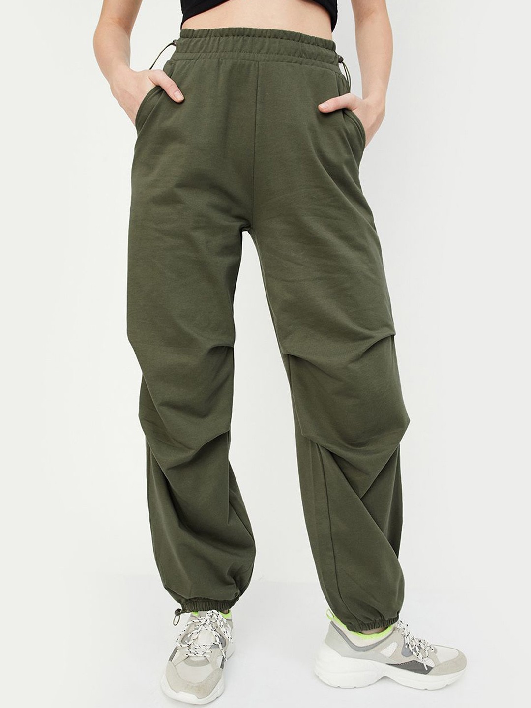 

max Women Pure Cotton Joggers, Green
