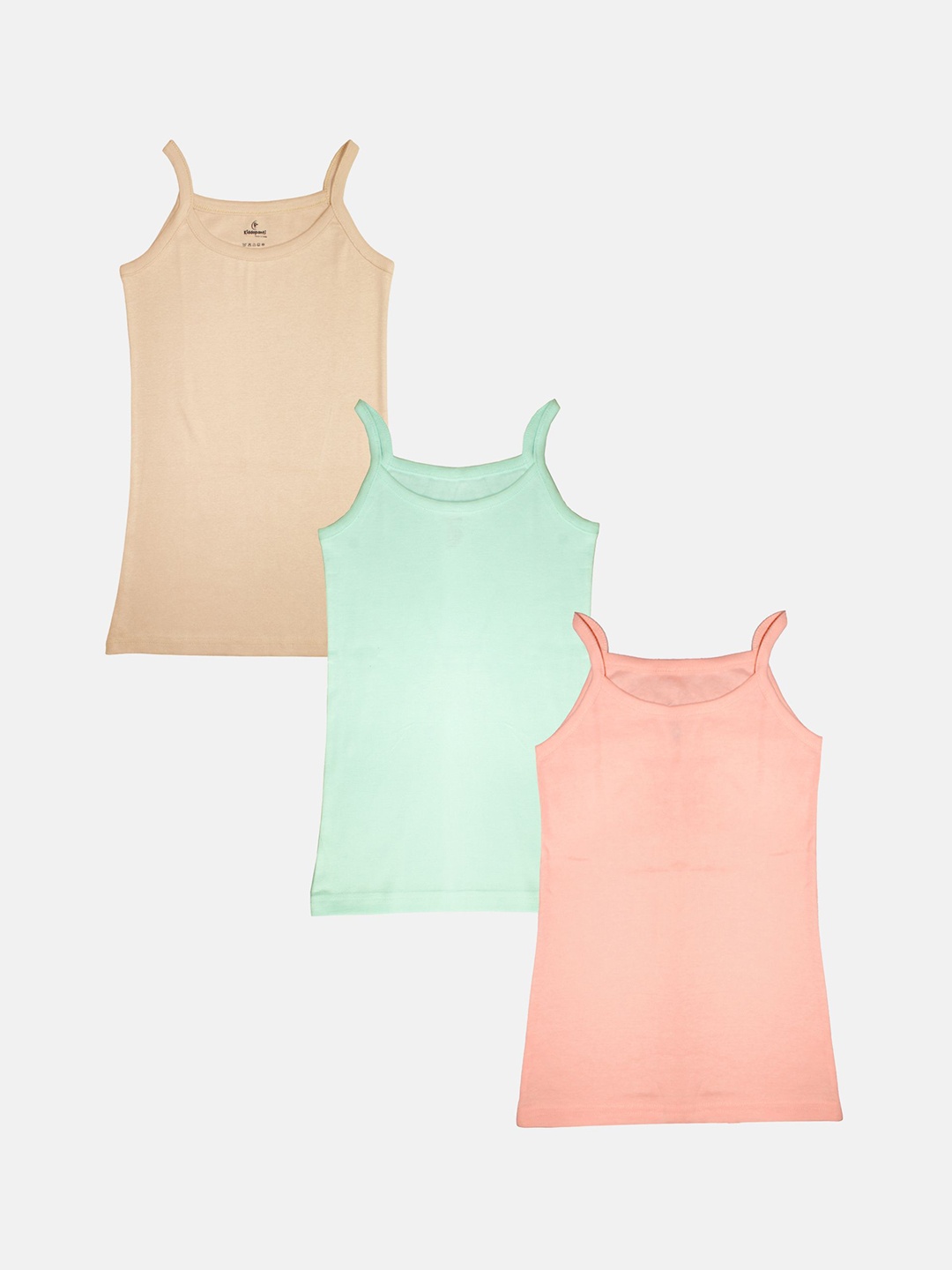 KiddoPanti Girls Pack Of 3 Non Padded Camisoles, Peach