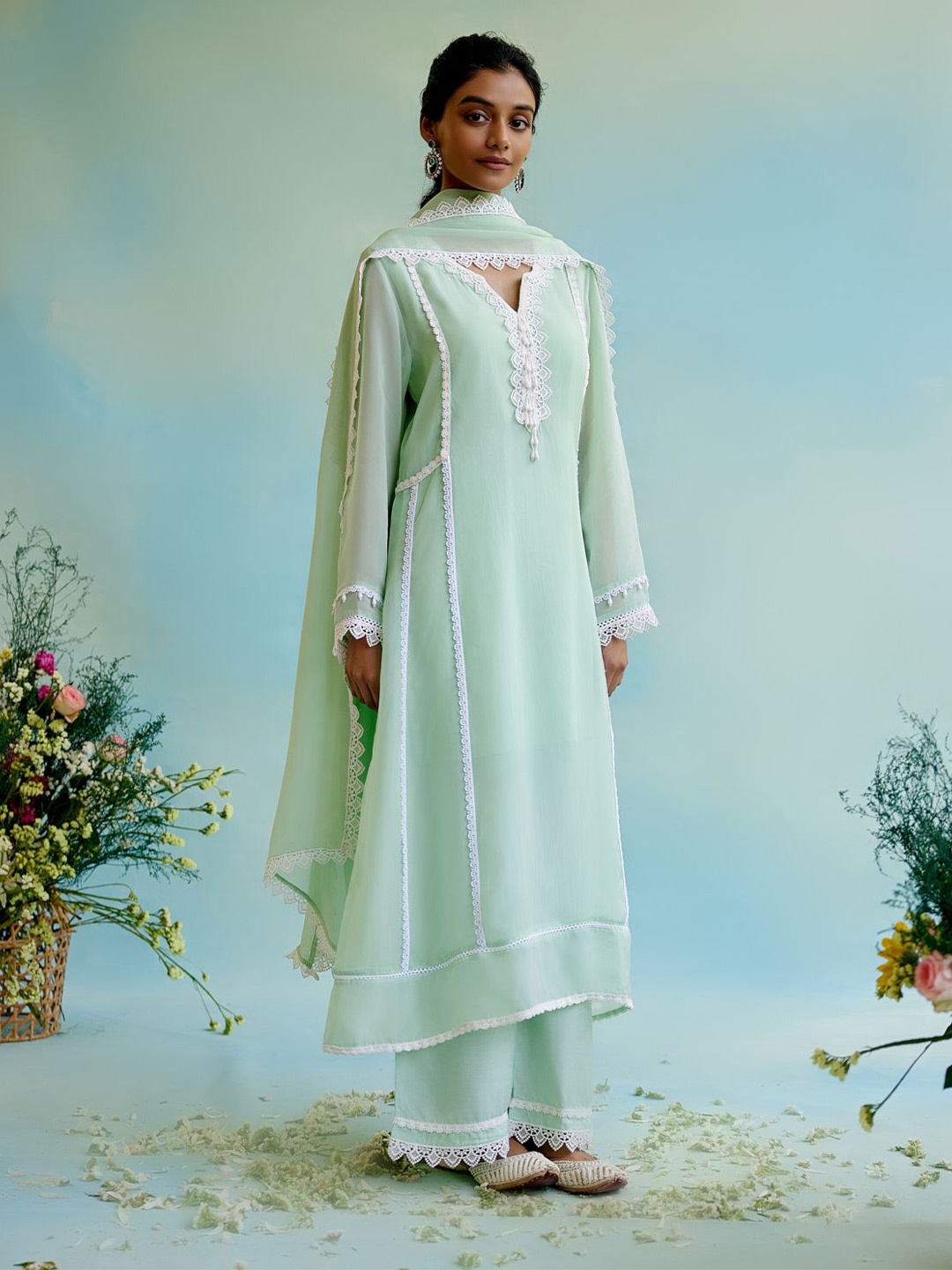 NERO Organza Dupatta, Blue