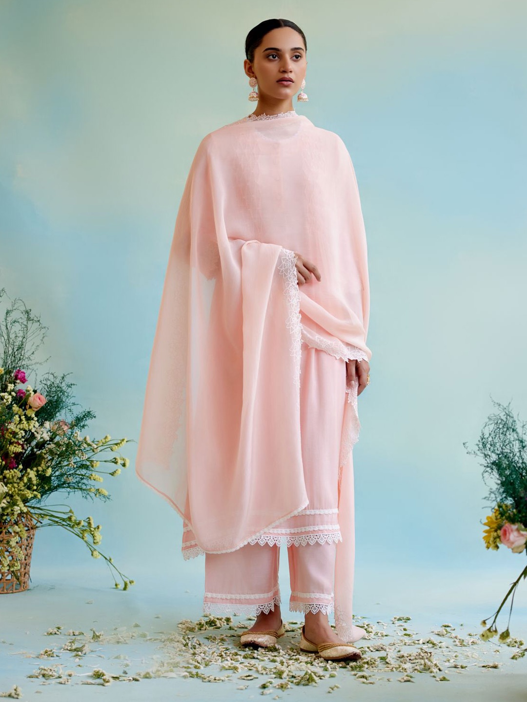 

NERO Organza Dupatta, Peach