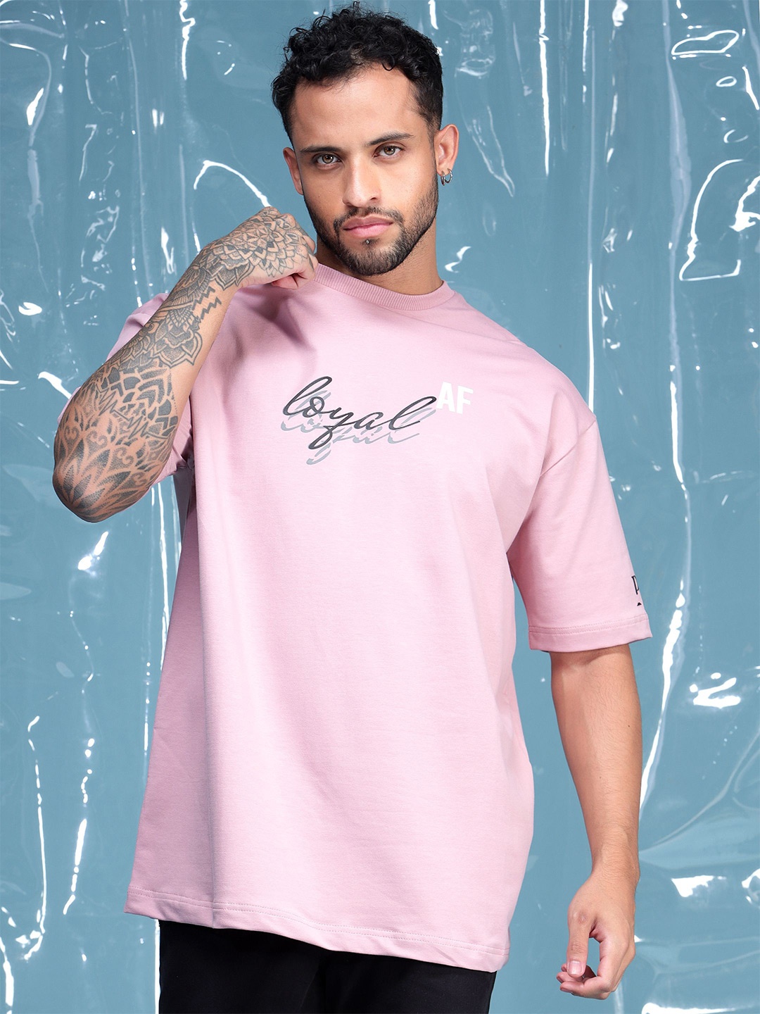 Peach & Lemonade Men Typography Printed T-shirt, Pink