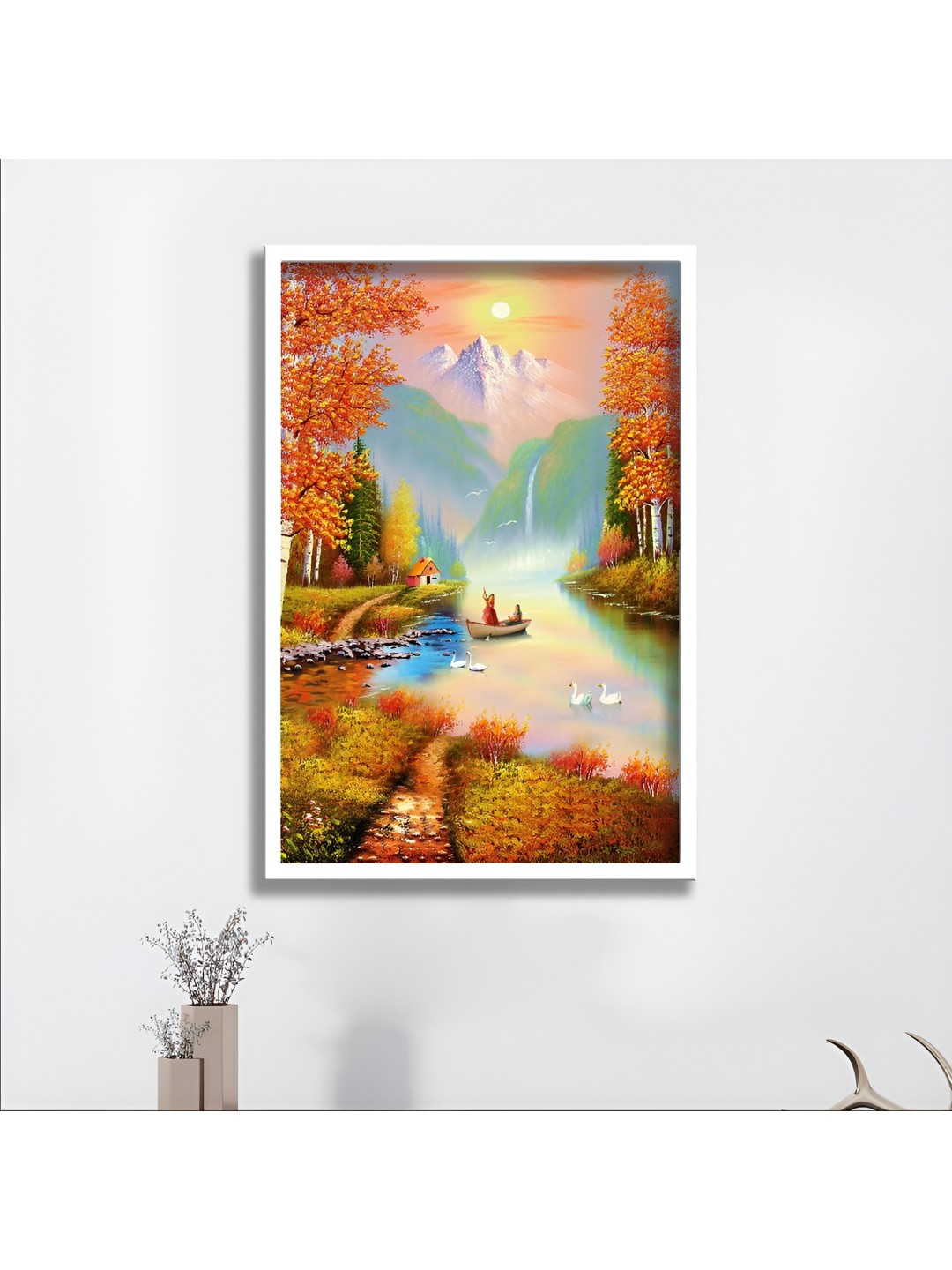 

Aura Orange & Blue 1 Piece Wood Floral and Botanical Wall Paintings