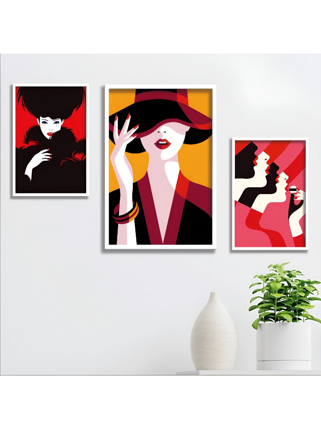 

Aura Red & Black 3 Piece Wood Abstract Wall Paintings