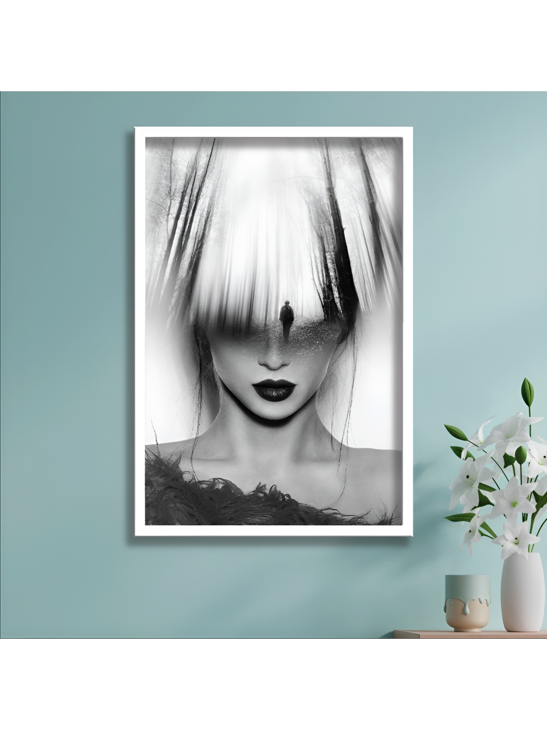 Aura Black & White 1 Piece Wood Other Wall Paintings