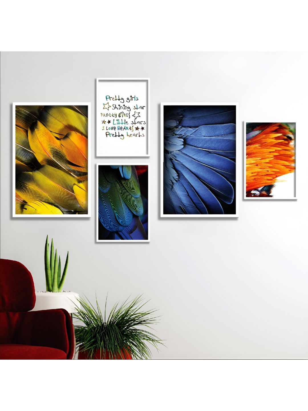 Aura Blue & Yellow 3 Piece Wood Abstract Wall Paintings