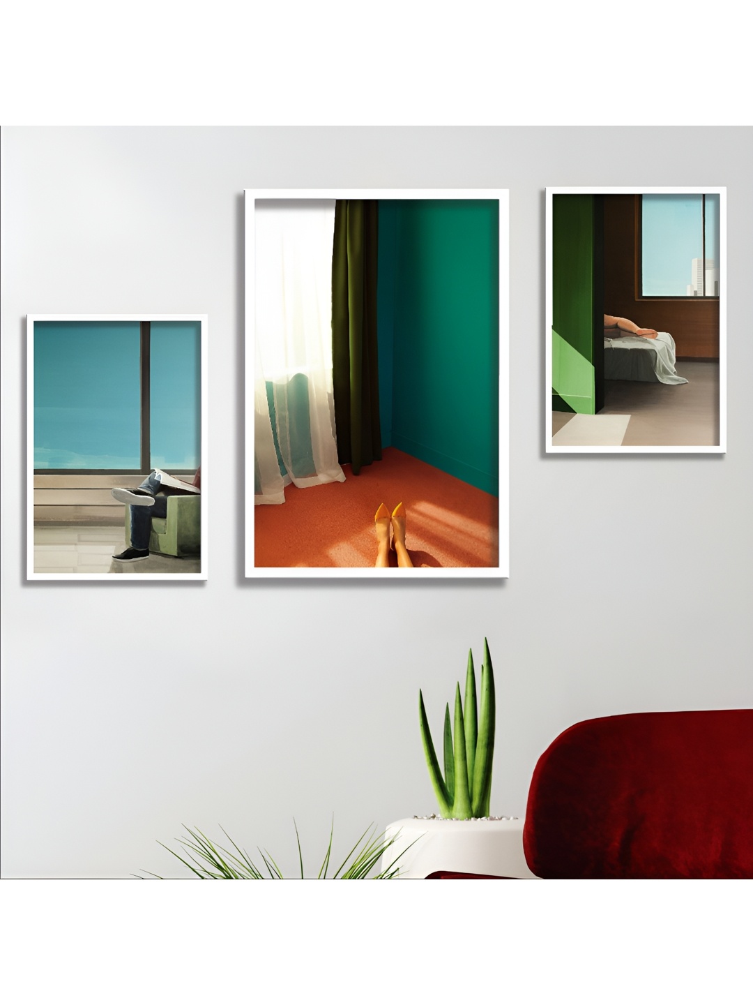 

Aura Blue & White 3 Piece Wood Abstract Wall Paintings