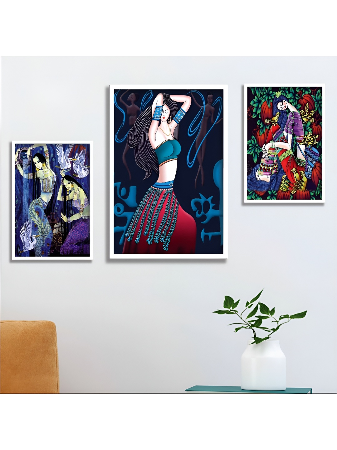

Aura Blue & Red 3 Piece Wood Abstract Wall Paintings