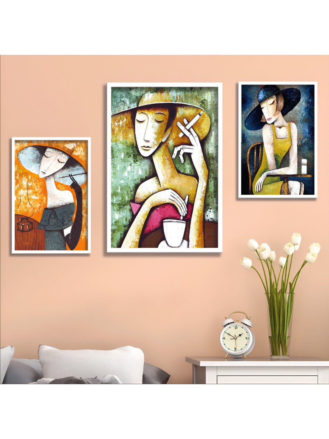 

Aura Green & Mustard 3 Piece Wood Other Wall Paintings