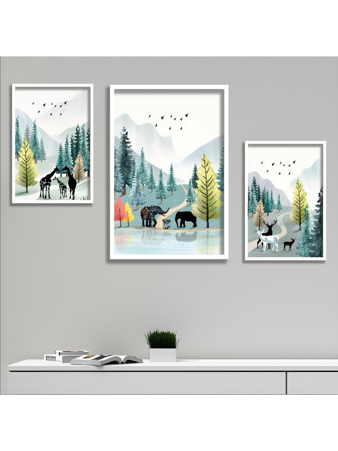 

Aura White & Blue 3 Piece Wood Other Wall Paintings