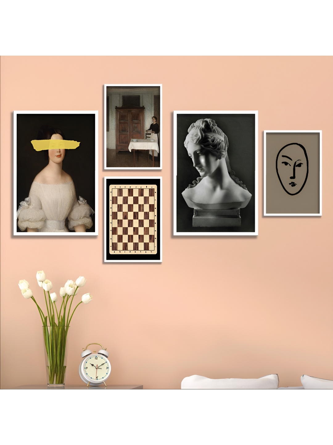 

Aura White & Black 5 Piece Wood Abstract Wall Paintings