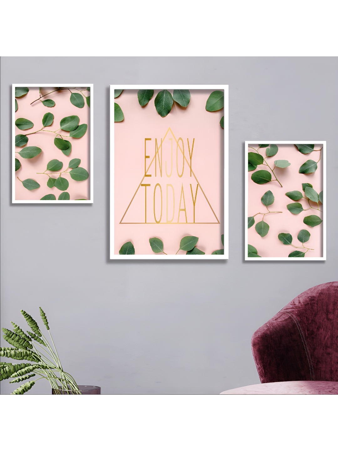 

Aura Pink & Green 3 Piece Wood Other Wall Paintings
